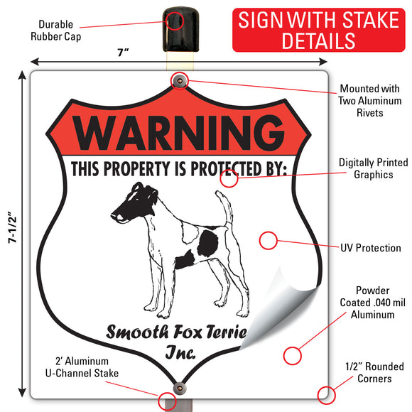 Smooth Fox Terrier! Property is Protected Badge Sign or Sticker