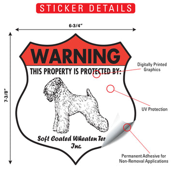 Wheaten Terrier! Property is Protected Badge Aluminum Sign or Vinyl Sticker - Weatherproof Yard - 0