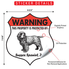 Sussex Spaniel! Property is Protected Badge Sign or Sticker - 0