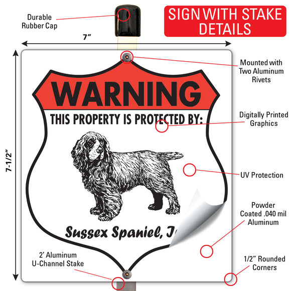 Sussex Spaniel! Property is Protected Badge Sign or Sticker