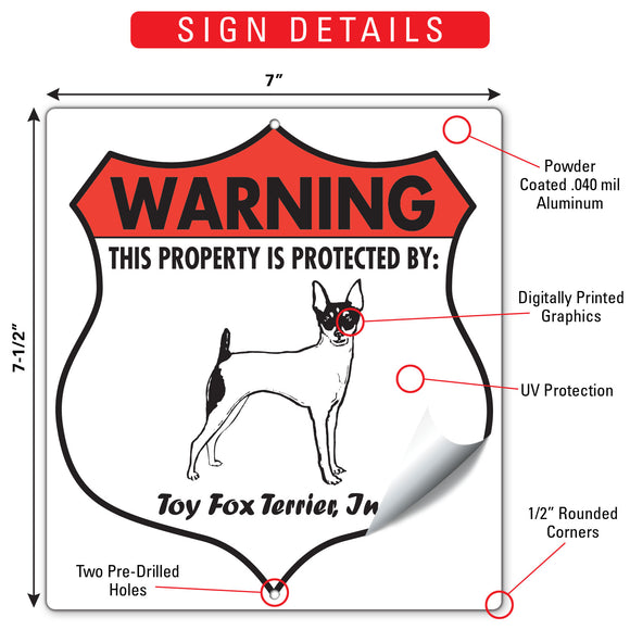 Toy Fox Terrier! Property is Protected Badge Sign or Sticker