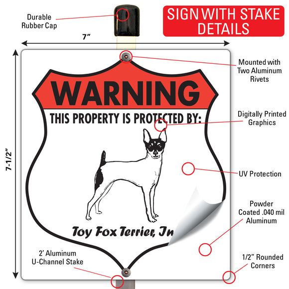 Toy Fox Terrier! Property is Protected Badge Sign or Sticker