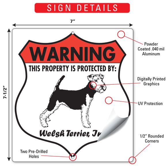 Welsh Terrier! Property is Protected Badge Sign or Sticker
