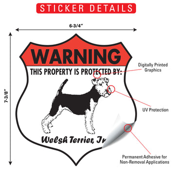 Welsh Terrier! Property is Protected Badge Aluminum Sign or Vinyl Sticker - Weatherproof Yard - 0