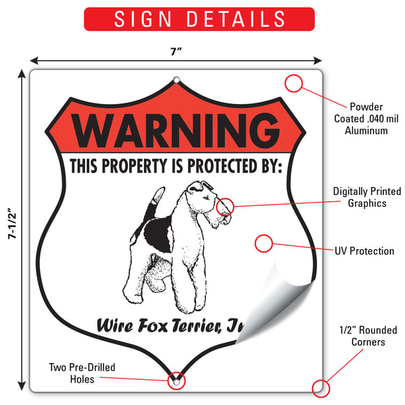 Wire Fox Terrier! Property is Protected Badge Sign or Sticker