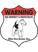 Wire Fox Terrier! Property is Protected Badge Sign or Sticker-1