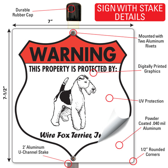 Wire Fox Terrier! Property is Protected Badge Sign or Sticker