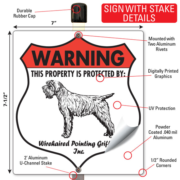 Wirehaired Pointing Griffon! Property is Protected Badge Sign or Sticker