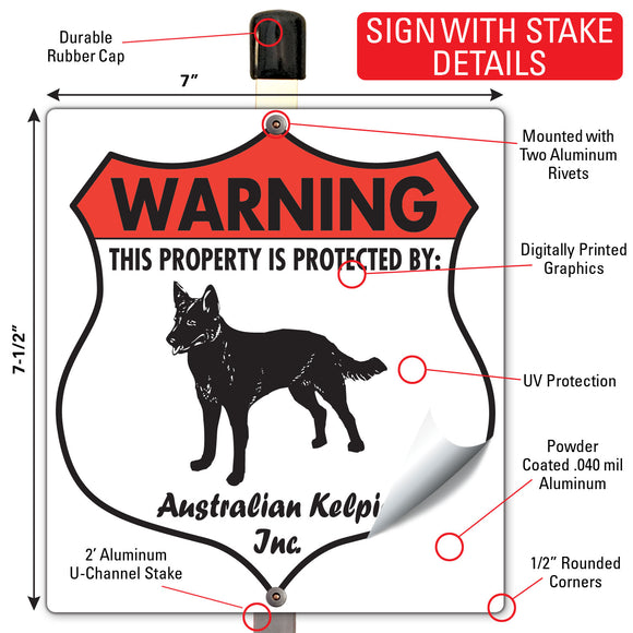 Australian Kelpie! Property is Protected Badge Sign or Sticker