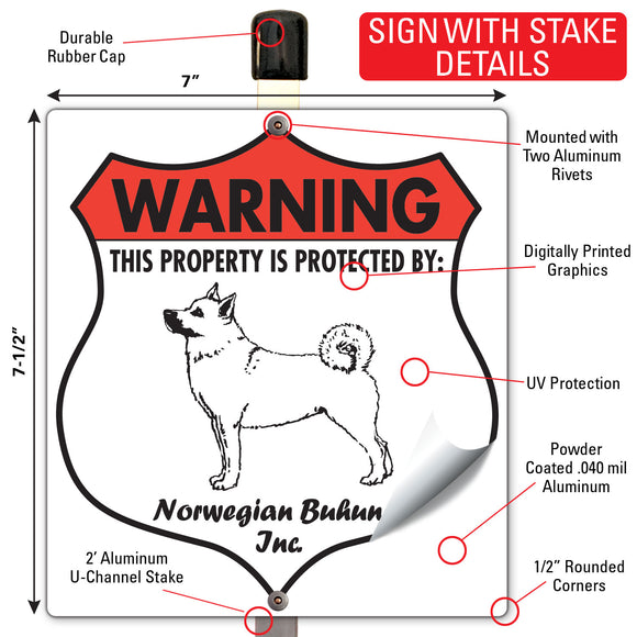 Norwegian Buhund! Property is Protected Badge Sign or Sticker