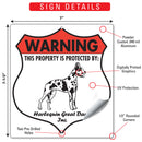 Harlequin Great Dane! Property is Protected Badge Sign or Sticker-3