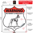 Harlequin Great Dane! Property is Protected Badge Sign or Sticker-4