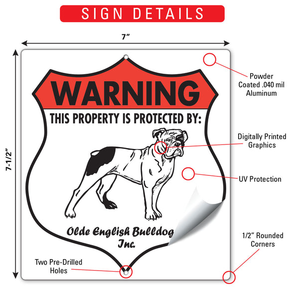 Olde English Bulldogge! Property is Protected Badge Sign or Sticker