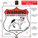 Olde English Bulldogge! Property is Protected Badge Sign or Sticker-4