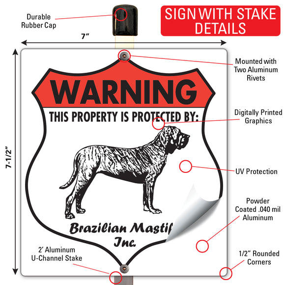 Brazilian Mastiff! Property is Protected Badge Sign or Sticker
