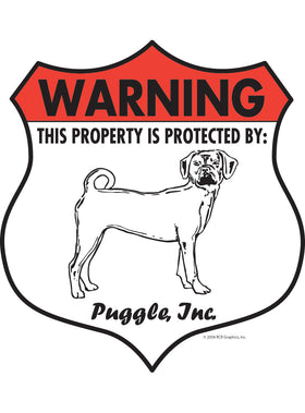 Puggle! Property Patrolled Badge Sign or Sticker