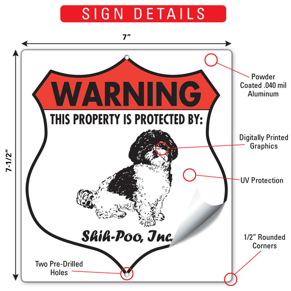 Shih-Poo! Property is Protected Badge Sign or Sticker