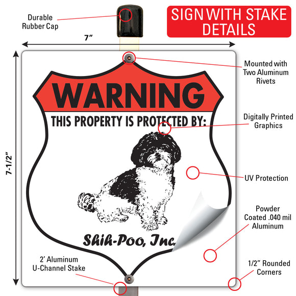 Shih-Poo! Property is Protected Badge Sign or Sticker