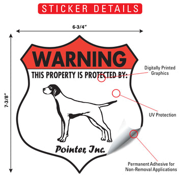 Pointer! Property is Protected Badge Aluminum Sign or Vinyl Sticker - Weatherproof Yard - 0