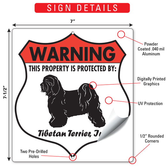 Tibetan Terrier! Property is Protected Badge Sign or Sticker