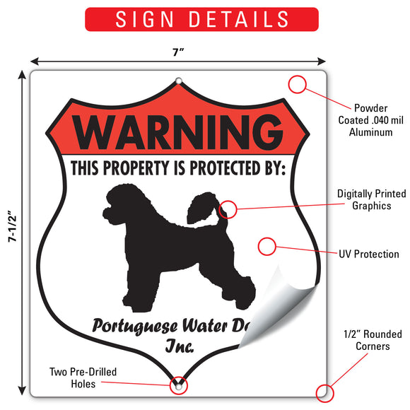 Portuguese Water Dog! Property is Protected Badge Sign or Sticker