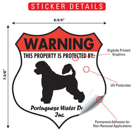 Portuguese Water Dog! Property is Protected Badge Sign or Sticker - 0