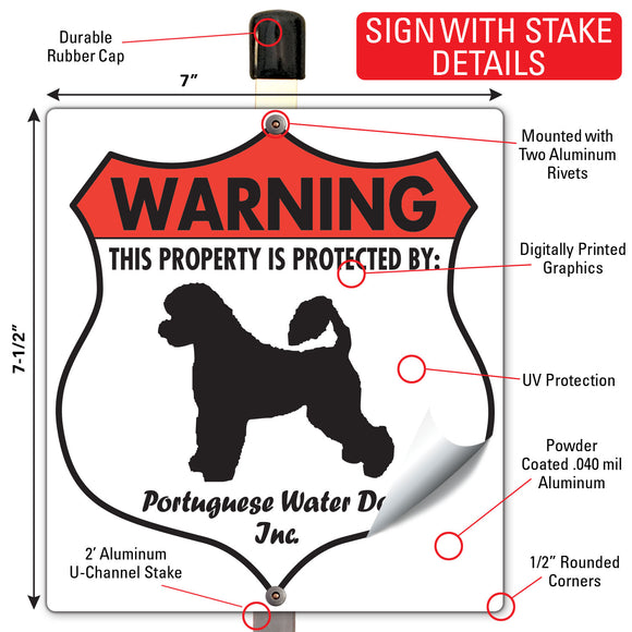 Portuguese Water Dog! Property is Protected Badge Sign or Sticker