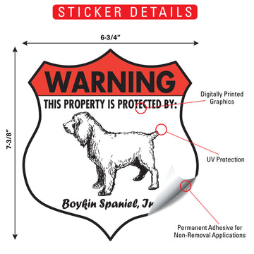 Boykin Spaniel! Property is Protected Badge Aluminum Sign or Vinyl Sticker - Weatherproof, Yard - 0